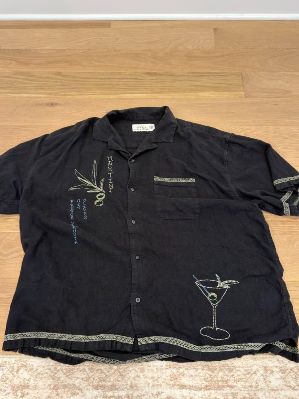 Cocktail Emboridered Linen Button Down Abercombie